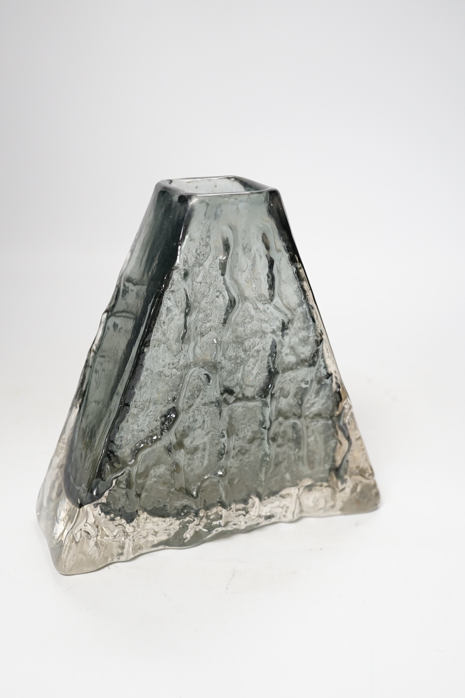 A Whitefriars ‘Pyramid’ vase in ‘pewter’, 18cm